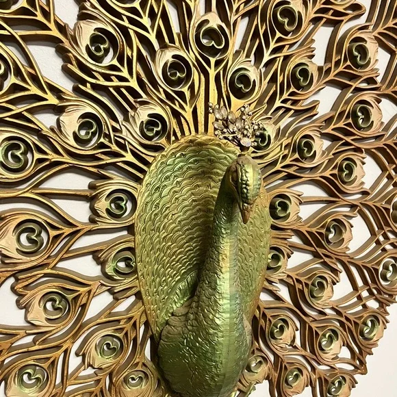 Vintage 1960s MCM Burwood Peacock Wall Art Mid-Century Hollywood, or BOHO Decor - Picture 2 of 2